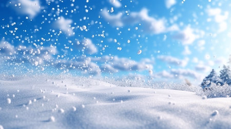 Winter background of snow and frostの素材