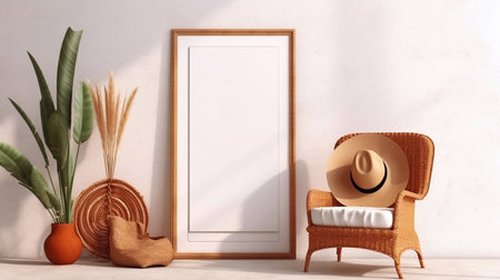 Mock up poster frame in interior background, Scandinavian style, 3D renderの素材