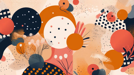 Abstract background with hand drawn shapes and dots. Vector illustration for your designの素材