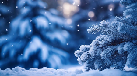 Beautiful branch with orange and yellow leaves in late autumn or early winter under the snow. The first snowfall, gentle blurred elegant romantic light background for design.の素材
