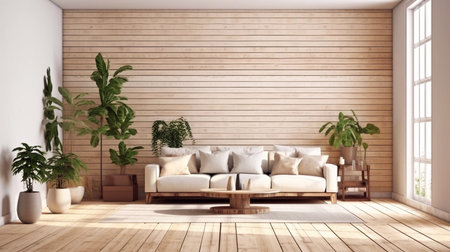 home interior background, living room in beige and brown colors,3d renderの素材