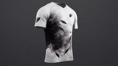 T-shirt mockup with grunge design. 3d renderingの素材