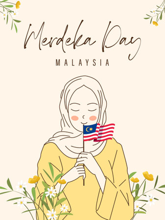 Happy 31st August Malaysia Independence Day Vector Illustration.のイラスト素材