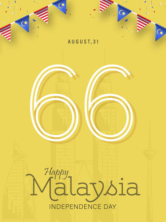 Happy 31st August Malaysia Independence Day Vector Illustration.のイラスト素材