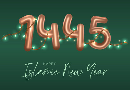Happy New Hijri Year Template Happy Muharram PosterAshura Day Islamic New Yearのイラスト素材