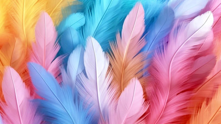 Colorful feathers background. Multicolored feathers background. Colorful feathers background.の素材