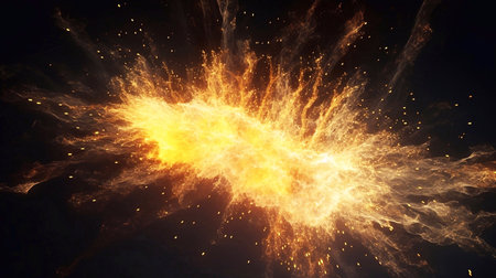 Fiery explosion. Abstract background. Fantasy fractal texture. Digital art. 3D rendering.の素材