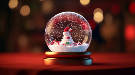 Snow globe with christmas tree and santa claus in itの素材