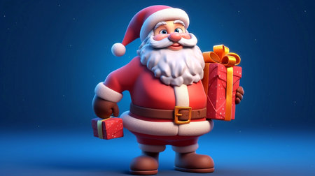 santa claus with christmas gift 3d-illustrationの素材