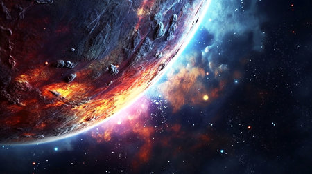 Cosmic art, science fiction wallpaper. Beauty of deep space. Billions of galaxies in the universe Cosmic art backgroundの素材