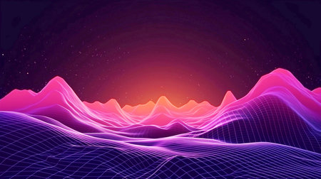 Abstract landscape background. 3D vector illustration. Futuristic technology style.の素材