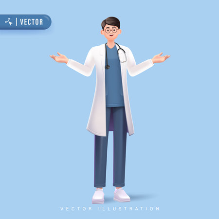 3d Vector cartoon doctor character illustrationのイラスト素材