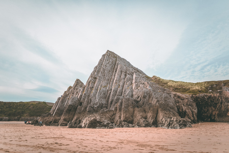 Three Cliffs Bay near Swansea. View on Cliffsの写真素材