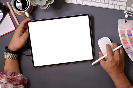 Artist creative designer working at studio workspaceの写真素材