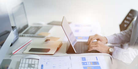 UI Designer drawing website UX layout app development