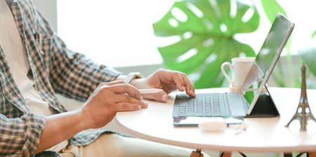 Young successful businessman preparing his strategy plan for the next meetingの写真素材