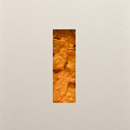Font design, Abstract alphabet font with triangle corn chips, realistic leaves typography - I