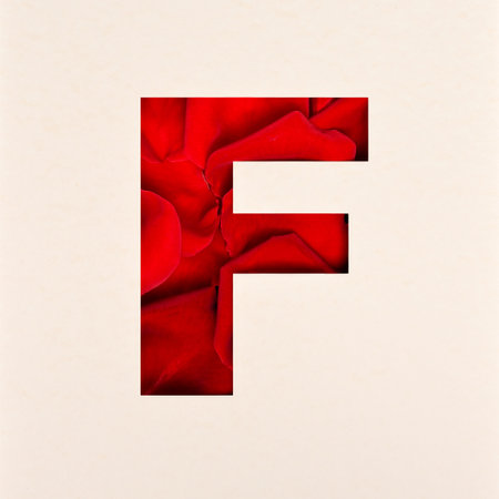 Font design, Abstract alphabet font with Rose petals, realistic flower typography - Fの写真素材