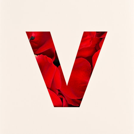 Font design, Abstract alphabet font with Rose petals, realistic flower typography - Vの写真素材