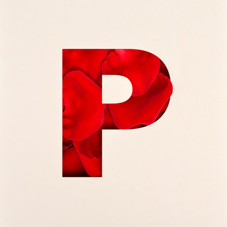 Font design, Abstract alphabet font with Rose petals, realistic flower typography - Pの写真素材