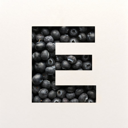 Font design, Abstract alphabet font with blueberry, realistic fruits typography - Eの写真素材