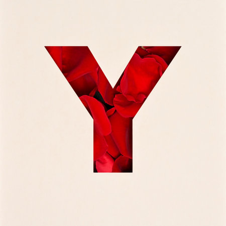 Font design, Abstract alphabet font with Rose petals, realistic flower typography - Yの写真素材