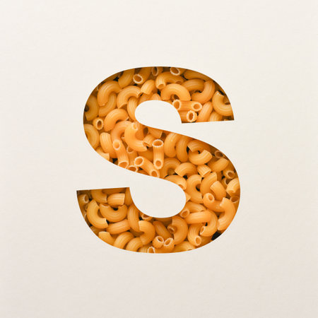 Font design, Abstract alphabet font with elbow macaroni, realistic food typography - Sの写真素材