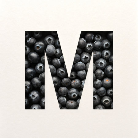 Font design, Abstract alphabet font with blueberry, realistic fruits typography - Mの写真素材