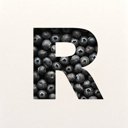 Font design, Abstract alphabet font with blueberry, realistic fruits typography - Rの写真素材