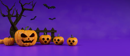 Halloween decoration, pumpkin lampsの写真素材