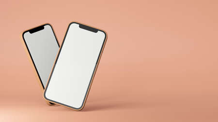 Two smartphone with mock-up screenの写真素材