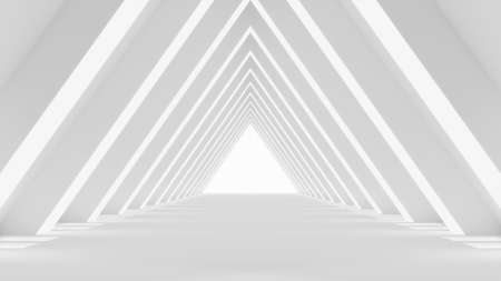 Futuristic mock up scene, abstract white triangle futuristic sci-fi interior design, 3D rendering, 3D illustrationの写真素材