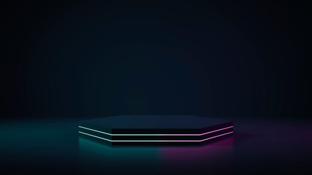 Creative mock-up scene with geometric shape podium for product design, 3D rendering, 3D illustrationの写真素材
