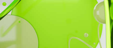 Abstract mock-up scene with modern green geometric shapes, 3D rendering, 3D illustrationの写真素材