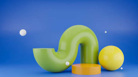 Abstract mock-up scene with modern hipster futuristic graphic shapes, 3D rendering, 3D illustration