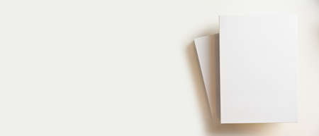Blank books cover for montage your banner and copy space for text display on white background. Top viewの写真素材