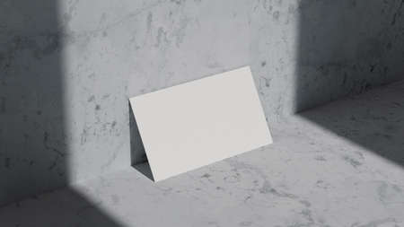 Business card, name card, member gift card, white blank card mockup for montage on marble background. 3d rendering, 3d illustrationの写真素材