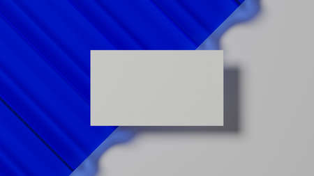 Mockup name card with shadows, business card, membership card template on white and blue abstract background. 3d rendering, 3d illustrationの写真素材