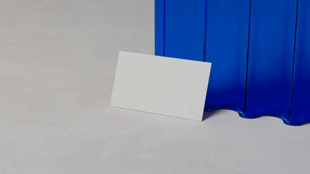 Empty card mockup, name card, business card template on white and blue abstract background. 3d rendering, 3d illustrationの写真素材