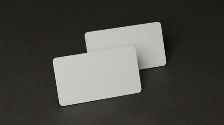 Blank name card mockup on black background for adding your contact. business card template. 3d rendering, 3d illustrationの写真素材