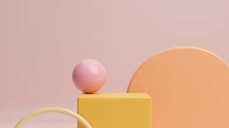 3d illustration. Pastel abstract geometric shapes for product presentations, Graphic podium for product display. modern stylish scene. 3d renderingの写真素材