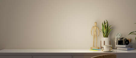 Close-up Minimal top table with decor and copy space for montage your product display over white...
