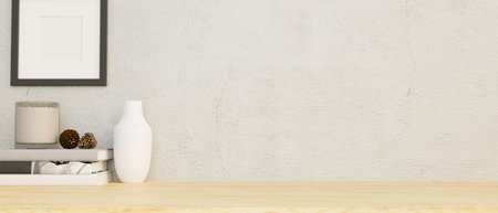 Minimal bright wooden tabletop with copy space for product display, home decorations, candle, vase,...