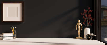 Close-up image, White tabletop with copy space for product display and home accessories decor...