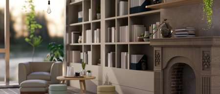 Beautiful and comfortable nordic living room or home reading room interior design with classic...
