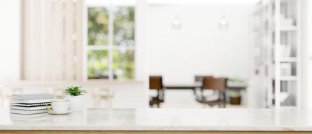 Copy space for displaying your product on a tabletop with blurred modern white meeting room in the...