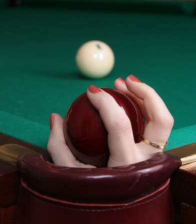 billards ball in the hand.の写真素材