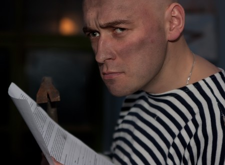 industrial worker with document and  pryの写真素材