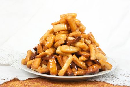 sweetness of oriental dish over white backgroundの写真素材