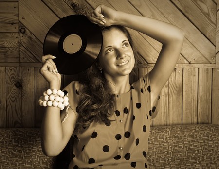 Vogue style vintage portrait. Music moodの写真素材